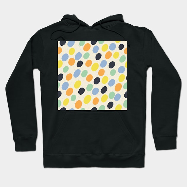 Pattern of colorful polka dots on a light yellow background Hoodie by colorofmagic